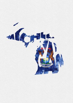 Michigan Map Flag