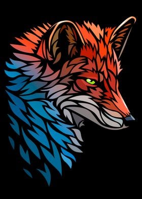 Tribal Fox Red Blue