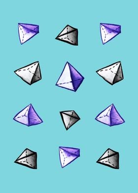 Geometric Watercolor Pyramid Pattern