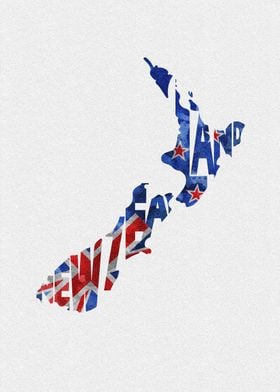 New Zealand Map Flag