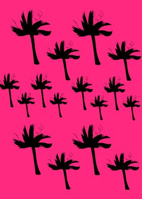 Design Exotic palms pink black wild