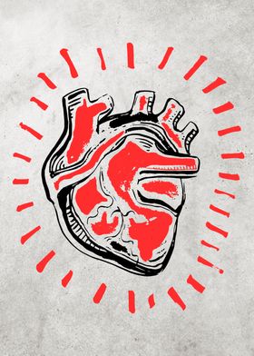 Human heart ink hand drawn illustration