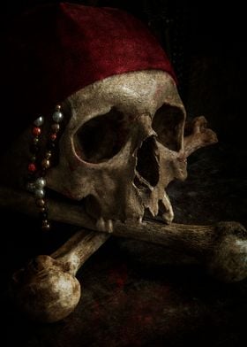 Pirate skull with red bandama