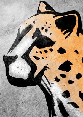 Cheeta head ink illustration