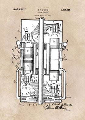 patent art Burns 1937 Diesel engine