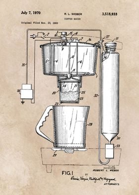 patent art Weber 1970 Coffee maker