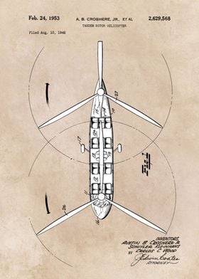 patent art Croshere 1953 Tandem rotor helicopter