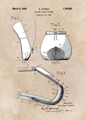 patent art Capezio 1929 Toe and ballet slipper