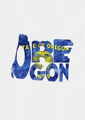 Oregon Map Flag Typography