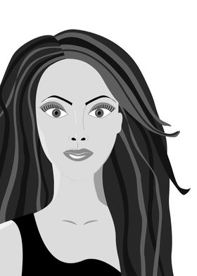 PRETTY WOMAN BW-2.Vector Drawing ©by Pia Schneider