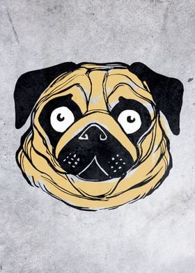 Hand drawn pug dog