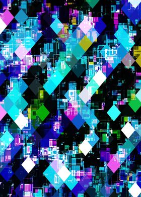 psychedelic geometric square pixel pattern abstrac