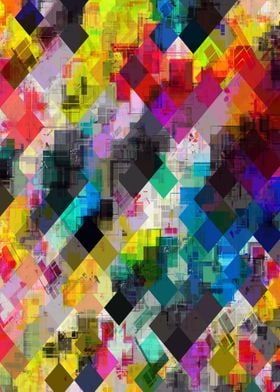 psychedelic square pixel pattern abstract backgrou