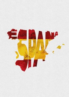 Spain Map Flag Typography