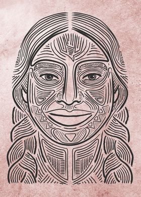 Indigenous woman hand drawn illustration