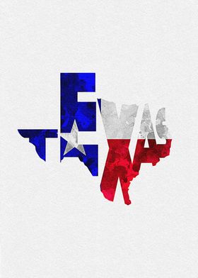 Texas Map Flag Typographic