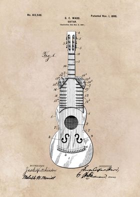 patent art Ward 1898 Guitar