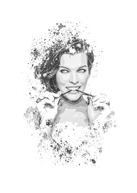 Milla Jovovich splatter painting