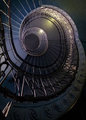 Art Deco ornamented spiral staircase