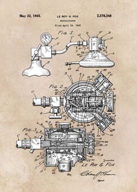 patent art Le Roy G. Fox 1945 Resuscitator