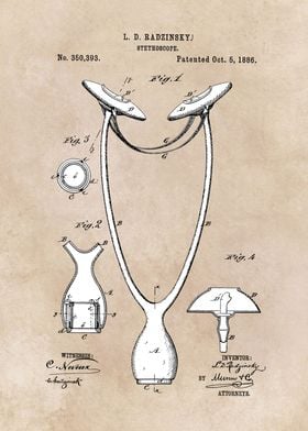 patent art Radzinskyj 1886 Stethoscope