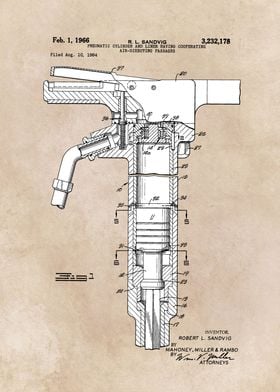 patent art Sandvig 1966 Pneumatic cylinder