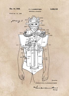 patent art Lambertsen 1948 Breathing Apparatus