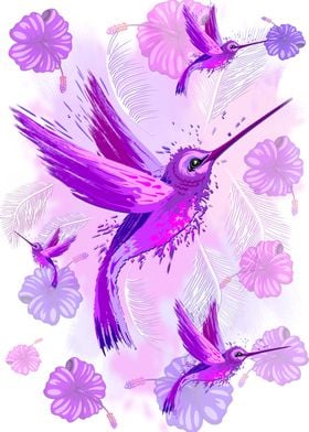 Hummingbird Spirit Purple Watercolor