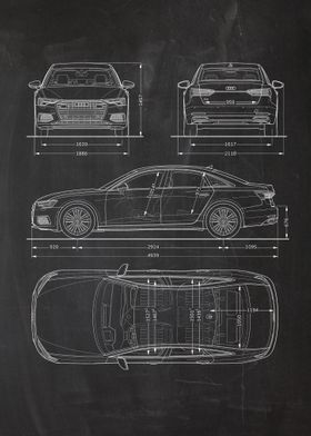 Audi A6 C4 Avant Car Poster Retro Patent Blueprint Art Print
