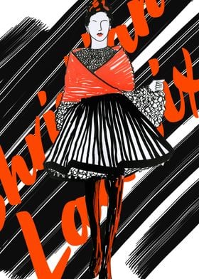 Fashion illustration inspired by Christian Lacroix