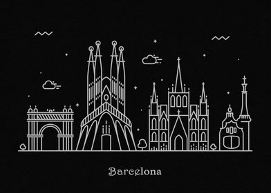 Barcelona Skyline Minimal