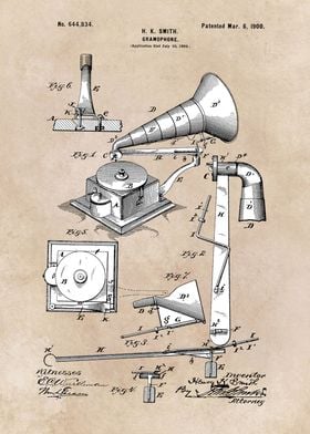 patent art Smith 1900 Gramophone