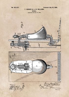 patent art Burger and Williams Urinal 1900