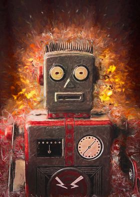 Robot on fire