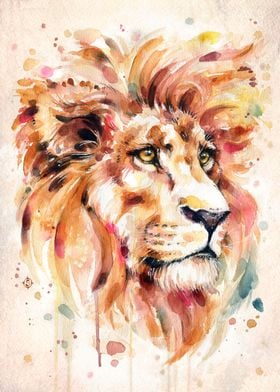 All Things Majestic (lion water colour art)