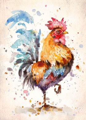 Rooster's About (water colour art)
