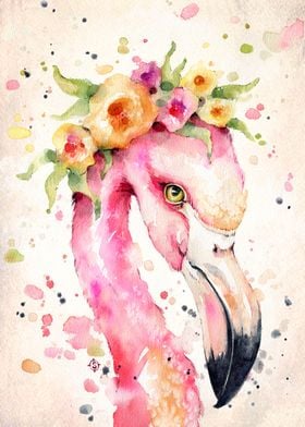 Little Flamingo (water colour art)