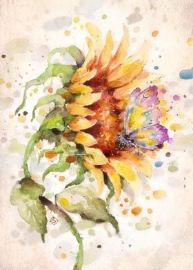 Hand In Hand (Sunflower and Butterfly)