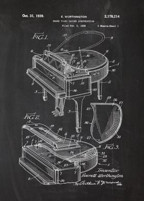 1938 Grand Piano Casing Construction - Patent 