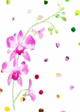 Pink watercolor orchids 