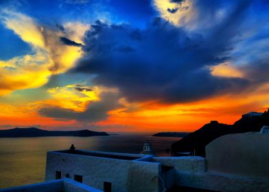 sunset in caldera santorini i