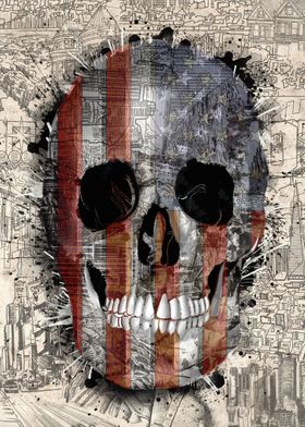 usa skull drawing collage