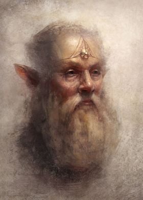 High elf senator in a traditional painting style