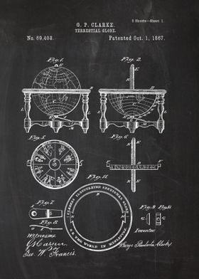 1867 Terrestial Globe - Patent Drawing #1