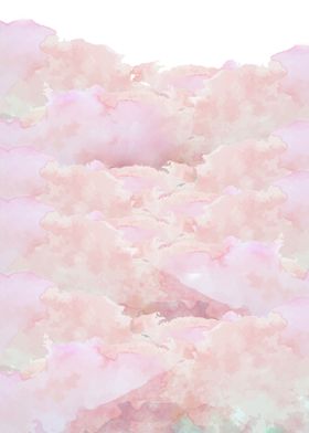 pink watercolor mountains