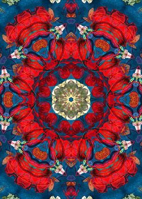 mandala red flowers