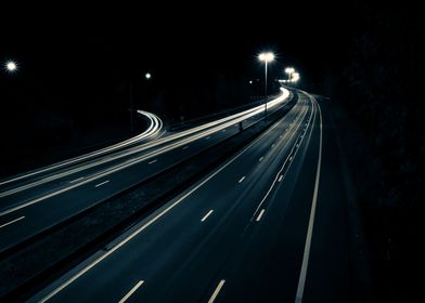Belgian highway at night