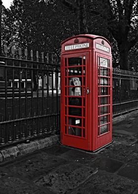 London Phone Box After The Rain