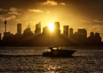 Sunset over Sydney skyline