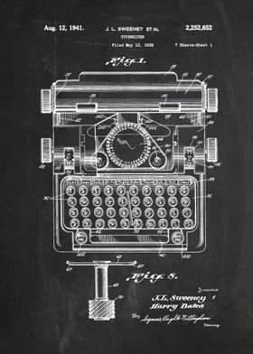 1939 - Typewriter - Patent Drawing
